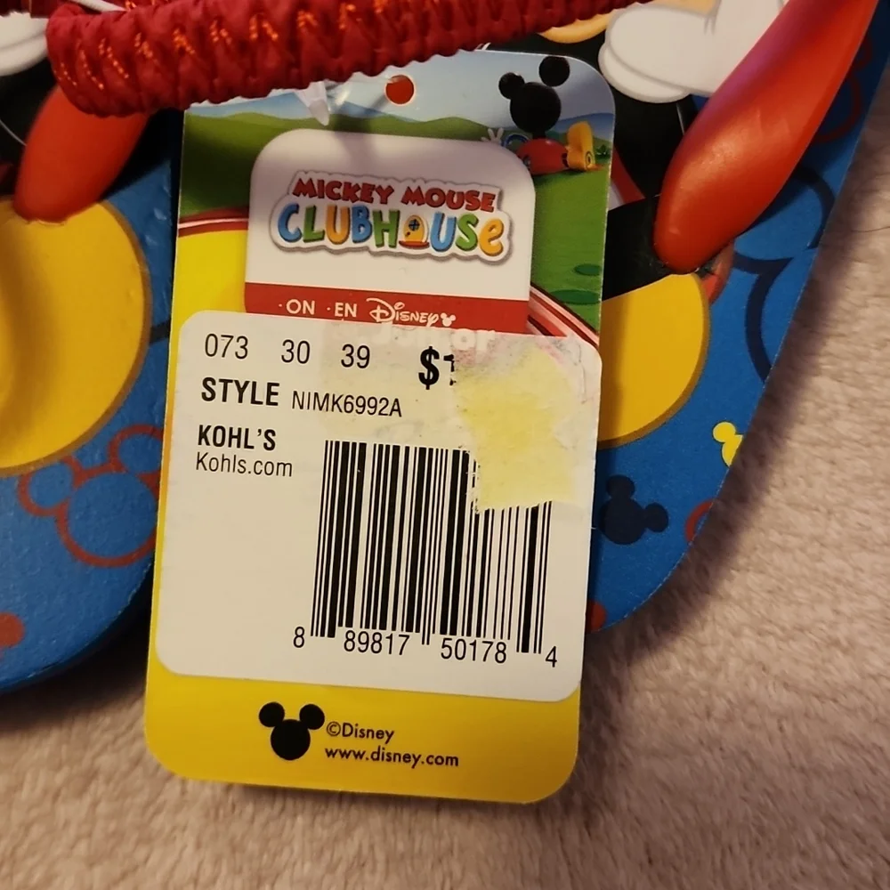 Mickey Mouse Flip Flops Size 9/10